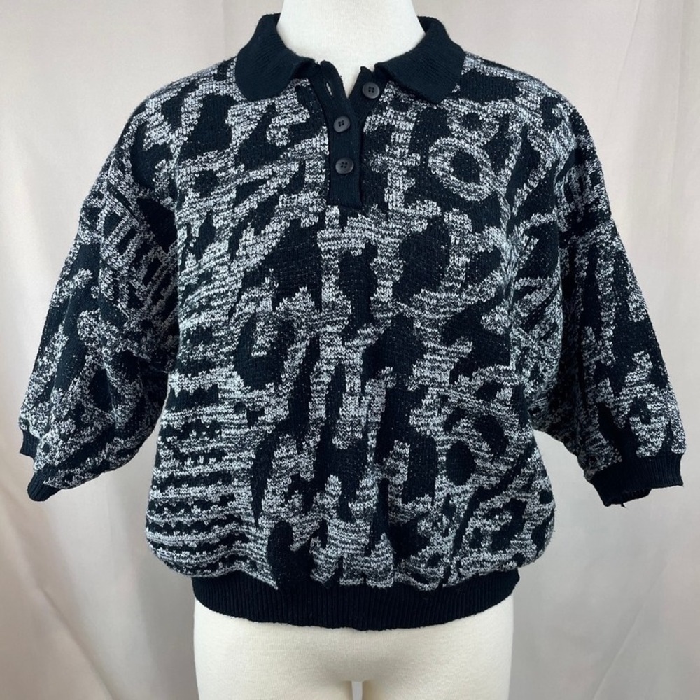 Vintage 80s Womens Sweater (L) ORGANICALLY GROWN Avant Garde Geo Knit Hong‎ Kong